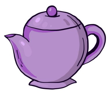 Mor çay demliği, illüstrasyon, beyaz arkaplanda vektör