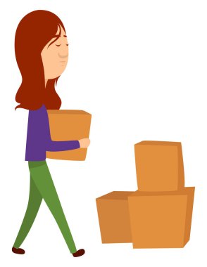 Kutulu kız, resimleme, beyaz arkaplan üzerinde vektör