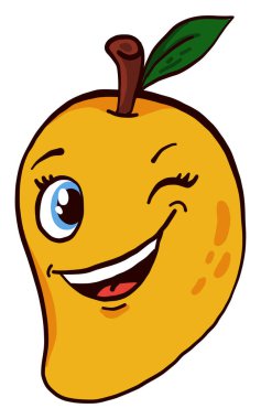 Göz kırpan mango, illüstrasyon, beyaz arkaplan üzerindeki vektör