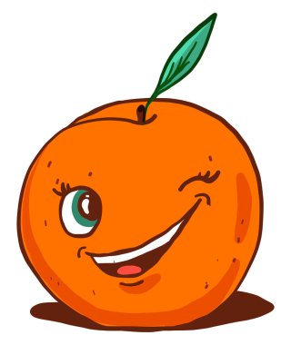 Göz kırpan turuncu, illüstrasyon, beyaz arkaplan üzerindeki vektör