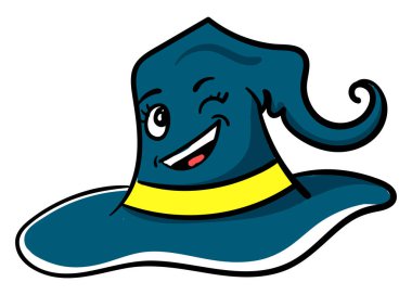 Mavi cadı şapkası, illüstrasyon, beyaz arkaplanda vektör