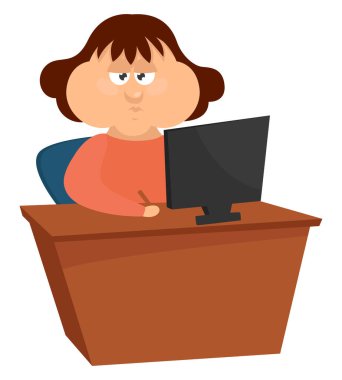 Çalışan kadın, illüstrasyon, beyaz arkaplan vektörü