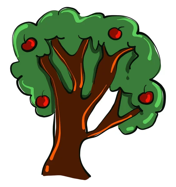 Big Apple Tree Illustration Vector White Background — Stock Vector