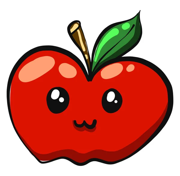 Manzana Roja Con Ojos Ilustración Vector Sobre Fondo Blanco — Vector de stock