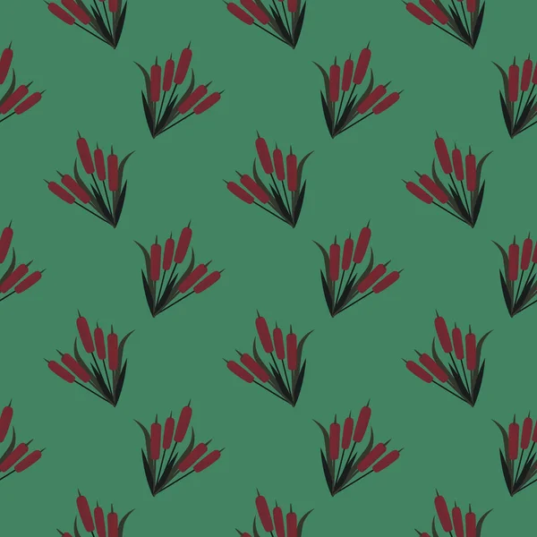 Small Bamboo Seamless Pattern Green Background — стоковый вектор