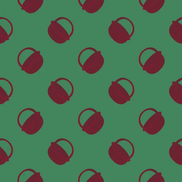 緑の背景に赤のバスケット シームレスなパターン — ストックベクタ