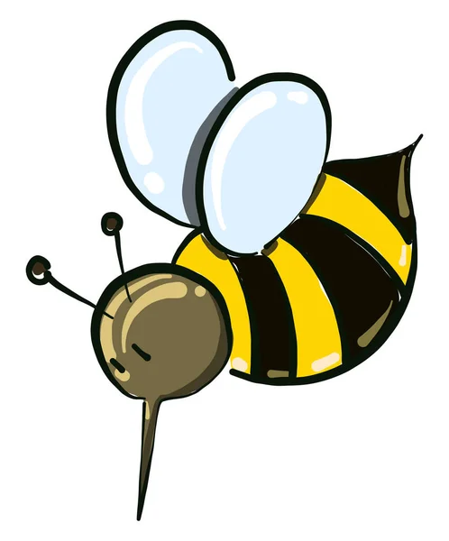 Lebah Kecil Yang Sedih Ilustrasi Vektor Pada Latar Belakang Putih - Stok Vektor