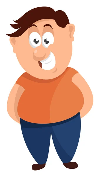 Jongen Met Een Grote Glimlach Illustratie Vector Witte Achtergrond — Stockvector