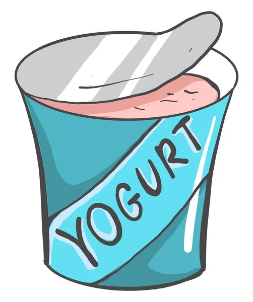 Yogur Tazón Azul Ilustración Vector Sobre Fondo Blanco — Vector de stock