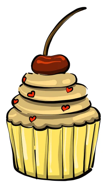 Cupcake Avec Coeurs Illustration Vecteur Sur Fond Blanc — Image vectorielle