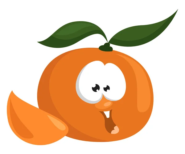 Alegre Mandarina Ilustración Vector Sobre Fondo Blanco — Vector de stock