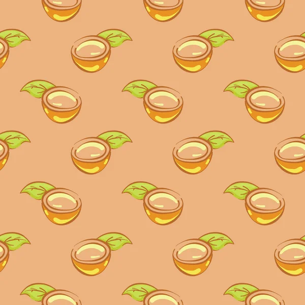 Moitié Noix Coco Motif Sans Couture Sur Fond Orange — Image vectorielle