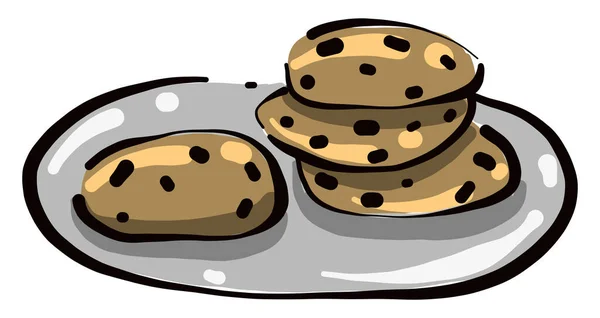 Cookies Πλάκα Εικονογράφηση Διάνυσμα Λευκό Φόντο — Διανυσματικό Αρχείο