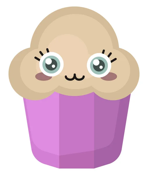 Bonito Cupcake Ilustración Vector Sobre Fondo Blanco — Archivo Imágenes Vectoriales