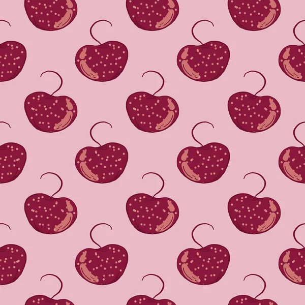 Lovely Cherry Seamless Pattern Pink Background — Stock Vector