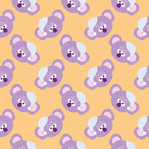 紫色のコアラ 黄色の背景のシームレスなパターン — ストックベクタ