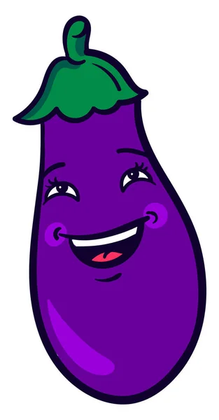 Leuke Aubergine Illustratie Vector Witte Achtergrond — Stockvector