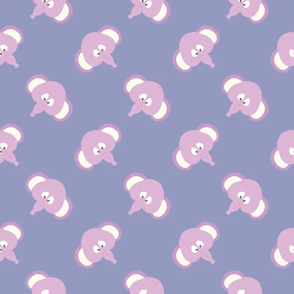 紫の背景に赤ちゃん象のシームレスなパターン — ストックベクタ