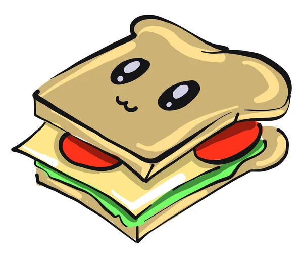 Cute Sandwitch Illustration Vector White Background — 스톡 벡터