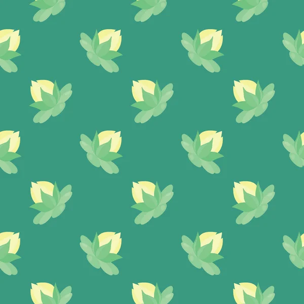 Grön Blomma Sömlös Mönster Grön Bakgrund — Stock vektor