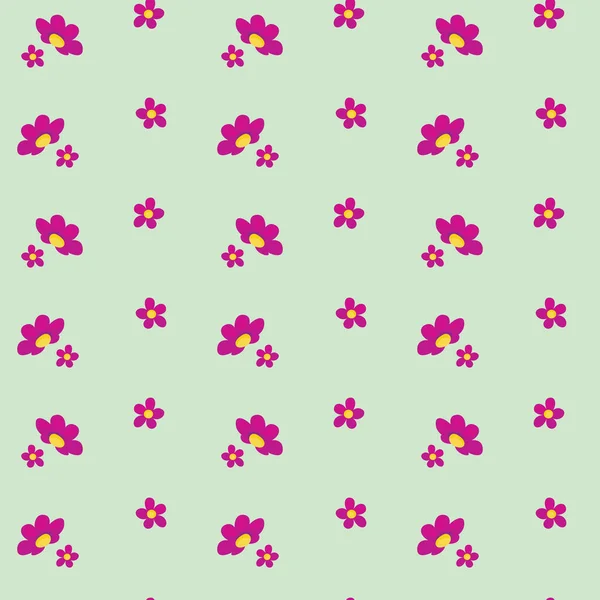 Pink Baby Flowers Seamless Pattern Light Mint Green Background — Stock Vector