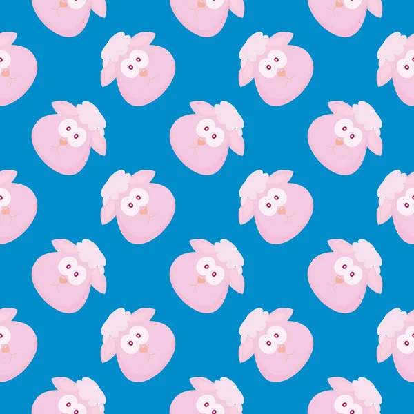 Pink Goat Seamless Pattern Blue Background — стоковый вектор