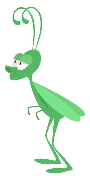 Hubený Zelený Kobylka Ilustrace Vektor Bílém Pozadí — Stockový vektor