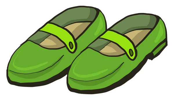 Verde Par Zapatos Ilustración Vector Sobre Fondo Blanco — Vector de stock