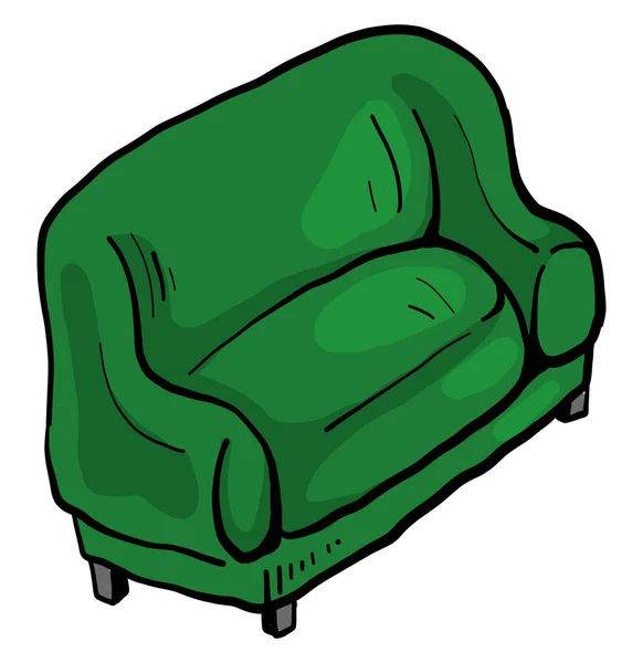 Petit Canapé Vert Illustration Vecteur Sur Fond Blanc — Image vectorielle