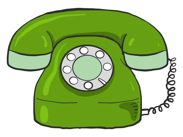 Molto Vecchio Telefono Verde Illustrazione Vettore Sfondo Bianco — Vettoriale Stock