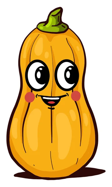 Happy Butternut Squash Ilustrasi Vektor Pada Latar Belakang Putih - Stok Vektor