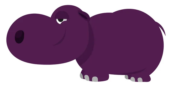 Fioletowy Hipopotam Ilustracja Wektor Białym Tle — Wektor stockowy