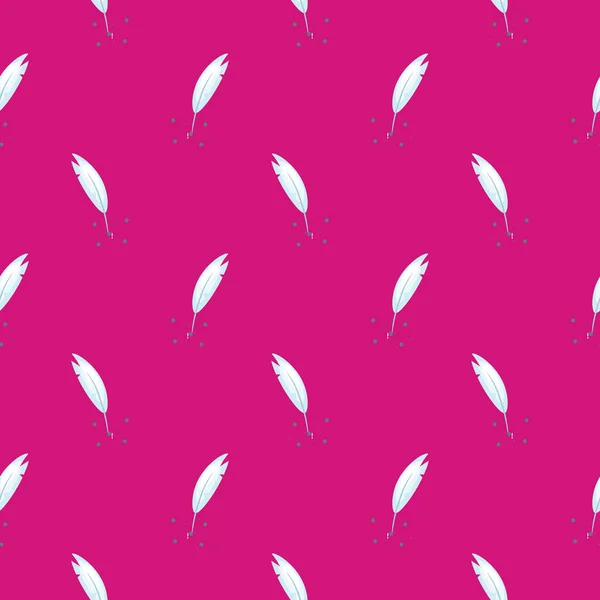 Federhalter Nahtloses Muster Auf Rosa Hintergrund — Stockvektor