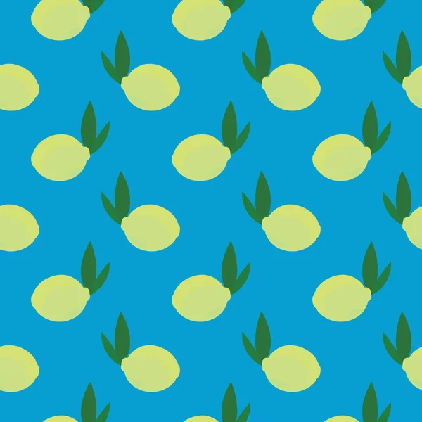 酸柠檬 蓝色背景的无缝图案 — 图库矢量图片