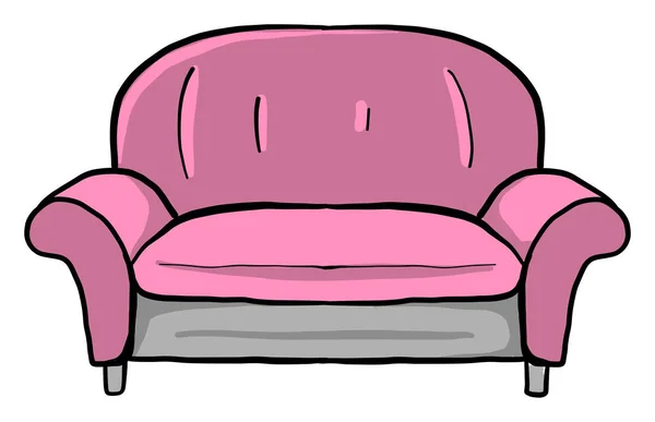 Small Pink Sofa Illustration Vector White Background — Stock Vector