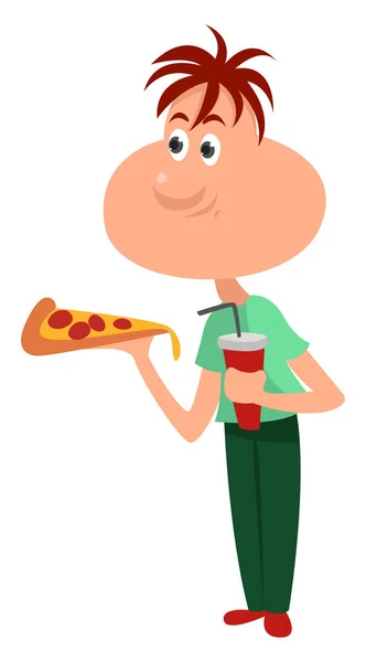 Pizza Älskare Illustration Vektor Vit Bakgrund — Stock vektor