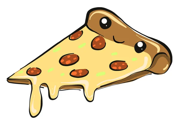 Skiva Pizza Illustration Vektor Vit Bakgrund — Stock vektor