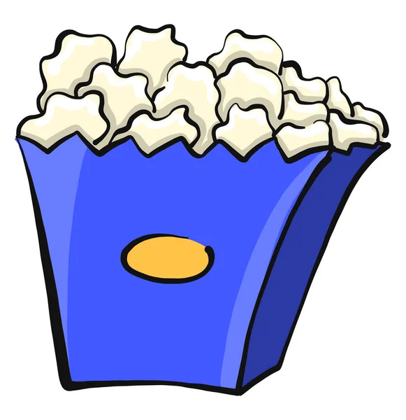 Sacchetto Blu Popcorn Illustrazione Vettore Sfondo Bianco — Vettoriale Stock