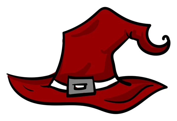 Kırmızı Cadı Şapkası Illüstrasyon Beyaz Arkaplanda Vektör — Stok Vektör