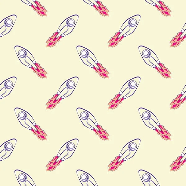 Rocket ship , seamless pattern on a yellow background.