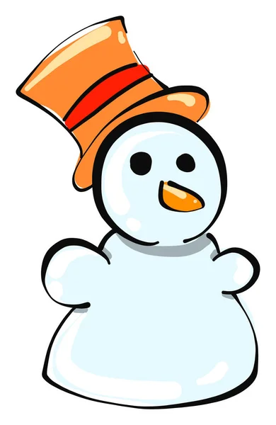 Χιονάνθρωπος Καπέλο Εικόνα Διάνυσμα Λευκό Φόντο — Διανυσματικό Αρχείο