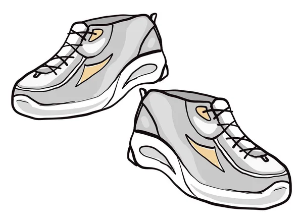 Zapatillas Deporte Grises Ilustración Vector Sobre Fondo Blanco — Archivo Imágenes Vectoriales