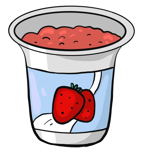 草莓酸奶 白色背景上的载体 — 图库矢量图片