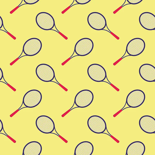 网球拍 黄底无缝图案 — 图库矢量图片