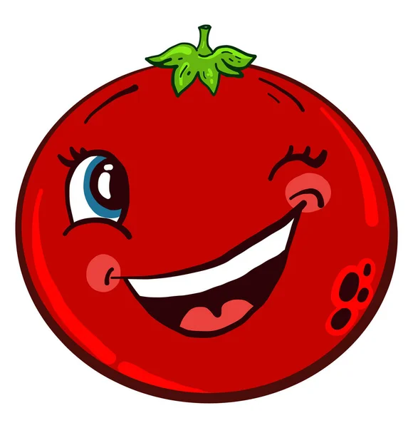 Winking Tomato Illustration Vector White Background — Stock Vector