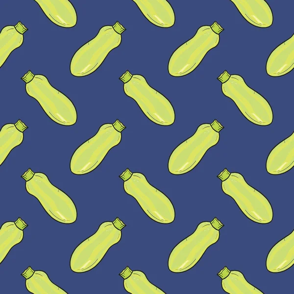 Delicioso Zucchinni Verde Patrón Sin Costuras Sobre Fondo Azul — Vector de stock