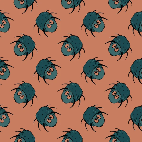Small spiders, seamless pattern on a orange background. — Stock Illustration Small Spiders Seamless Pattern Orange Background Vector Graphics