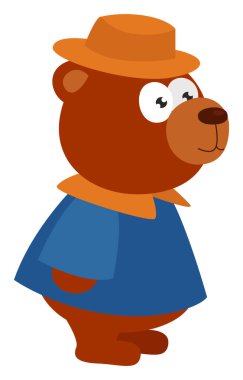 Şapkada ayı, illüstrasyon, beyaz arka planda vektör.