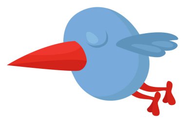 Büyük gagalı mavi kuş, illüstrasyon, beyaz arka planda vektör.