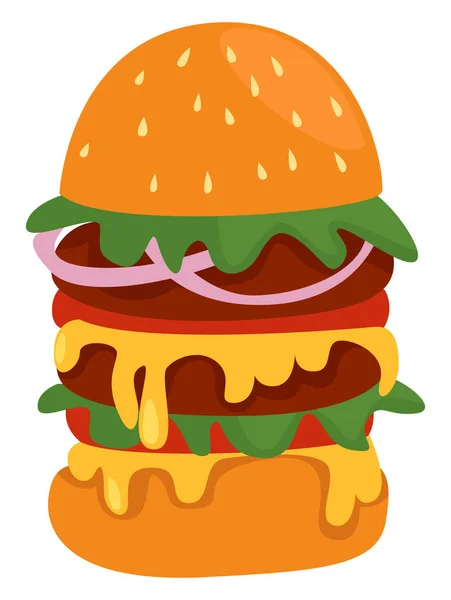 Hamburguesa Grande Ilustración Vector Sobre Fondo Blanco — Archivo Imágenes Vectoriales